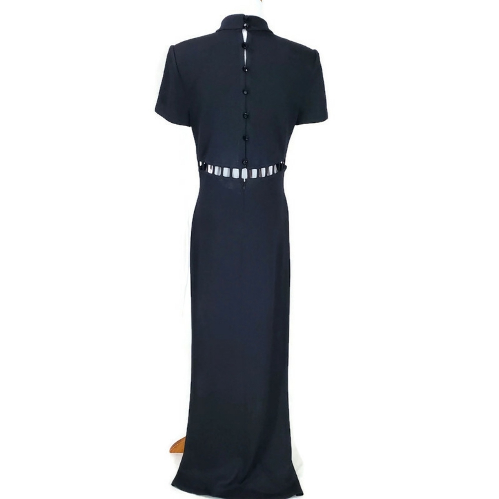 Vtg. St.John Evening Santana Knit Black Cut Out Maxi Dress Black Tie Formal - Picture 7 of 16